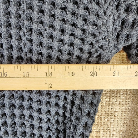 Onsen Waffle Knit 100% Supima Cotton Hooded Robe Unisex M Navy Blue - Picture 5 of 14